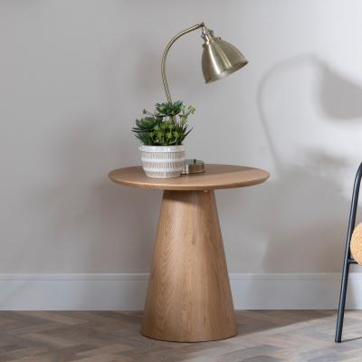 Product photograph of Palma Oak Round End Table from Choice Furniture Superstore