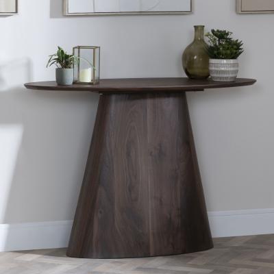 Product photograph of Palma Walnut Oval Console Table from Choice Furniture Superstore