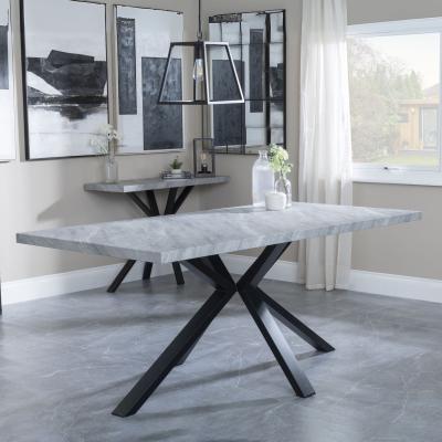 Product photograph of Ezra Grey Concrete Effect 6 Seater Dining Table With Black Spider Legs from Choice Furniture Superstore