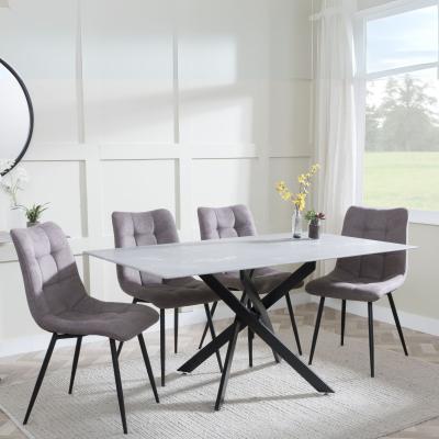 Chopstick Grey Glass And Black Metal Dining Set Corona Camel Fabric Chairs