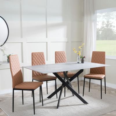 Chopstick Grey Glass And Black Metal Dining Set Metro Burnt Orange Leather Chairs With Black Legs