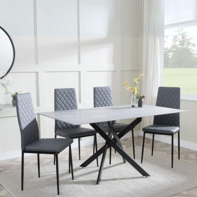 Chopstick Grey Glass And Black Metal Dining Set Metro Grey Leather Chairs With Black Legs