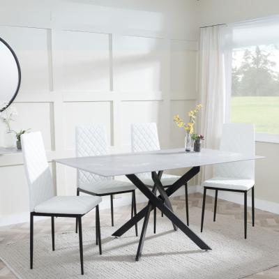 Chopstick Grey Glass And Black Metal Dining Set Metro White Leather Chairs With Black Legs