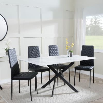 Chopstick White Glass And Black Metal Dining Set Metro Black Leather Chairs With Black Legs