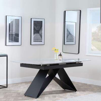 Product photograph of Westin Grey Ceramic Extending Dining Table With Black Cross Base - 140cm-180cm from Choice Furniture Superstore