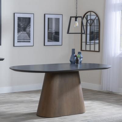 Product photograph of Danetti 180cm Dark Grey Ceramic Oval Dining Table With Bronze Pedastal Base from Choice Furniture Superstore