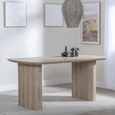 Product photograph of Bern Fluted 6 Seater Oak Effect Pedestal Dining Table - 160cm from Choice Furniture Superstore