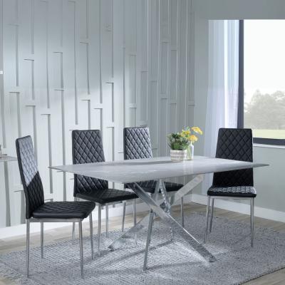 Chopstick Grey Glass And Chrome Metal Dining Set Metro Black Leather Chairs With Chrome Legs