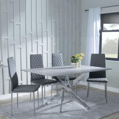 Chopstick Grey Glass And Chrome Metal Dining Set Metro Grey Leather Chairs With Chrome Legs