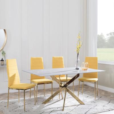 Chopstick Grey Glass And Gold Metal Dining Set Lido Yellow Fabric Chairs With Gold Legs