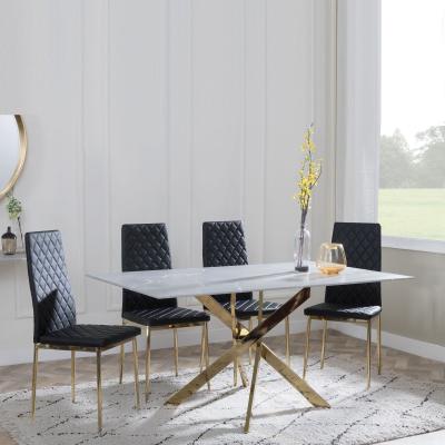 Chopstick Grey Glass And Gold Metal Dining Set Metro Black Leather Chairs With Gold Legs