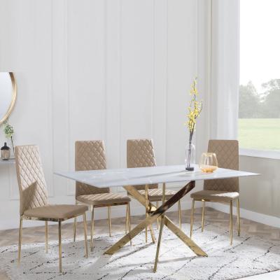 Chopstick Grey Glass And Gold Metal Dining Set Metro Cappuccino Leather Chairs With Gold Legs