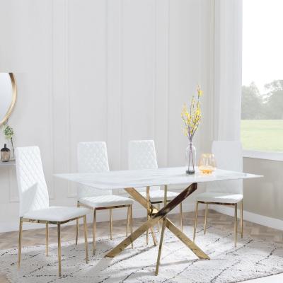 Chopstick White Glass And Gold Metal Dining Set Metro White Leather Chairs With Gold Legs