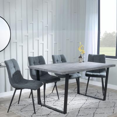 Ezra Faux Concrete Dining Set Corona Light Grey Fabric Chairs