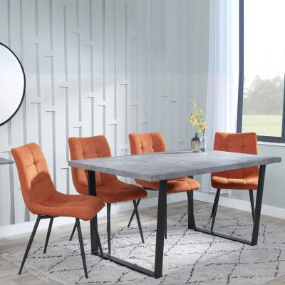 Ezra Faux Concrete Dining Set Corona Orange Fabric Chairs