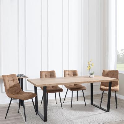 Ezra Oak Effect Dining Set Corona Brown Fabric Chairs