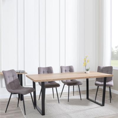 Ezra Oak Effect Dining Set Corona Camel Fabric Chairs