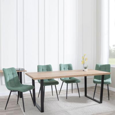 Ezra Oak Effect Dining Set Corona Green Fabric Chairs