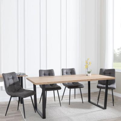 Ezra Oak Effect Dining Set Corona Grey Fabric Chairs