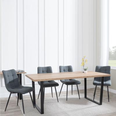 Ezra Oak Effect Dining Set Corona Light Grey Fabric Chairs