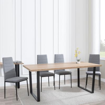 Ezra Oak Effect Dining Set Lido Dark Grey Fabric Chairs With Black Legs