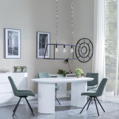 Luxor White Marble Effect Oval Dining Set Boden Green Fabric Swivel Dining Chair