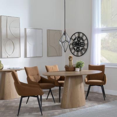 Palma Oak Oval Dining Set Ace Orange Fabric Swivel Dining Chair