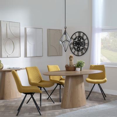 Palma Oak Oval Dining Set Boden Yellow Fabric Swivel Dining Chair