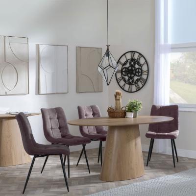 Palma Oak Oval Dining Set Corona Camel Fabric Chairs