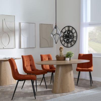 Palma Oak Oval Dining Set Corona Orange Fabric Chairs