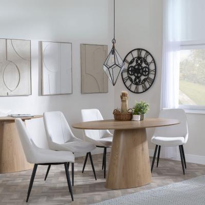 Palma Oak Oval Dining Set Darwin Cream Fabric Dining Chair