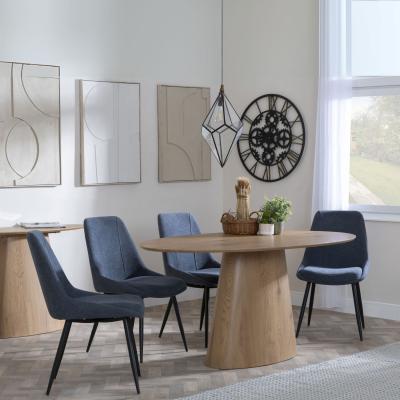 Palma Oak Oval Dining Set Darwin Dark Grey Fabric Dining Chair