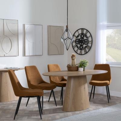 Palma Oak Oval Dining Set Darwin Orange Fabric Dining Chair