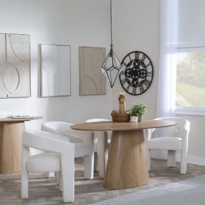 Palma Oak Oval Dining Set Kiefer Cream Boucle Fabric Dining Chair