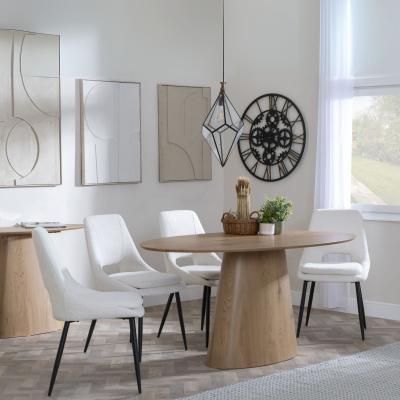 Palma Oak Oval Dining Set Peyton Cream Fabric Dining Chair