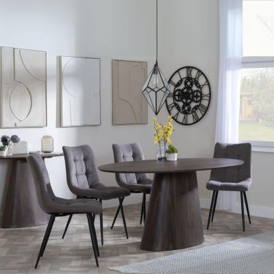 Palma Walnut Oval Dining Set Corona Camel Fabric Chairs