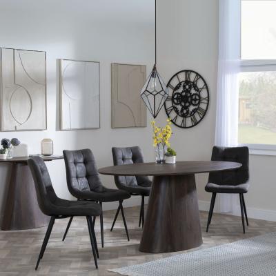 Palma Walnut Oval Dining Set Corona Grey Fabric Chairs