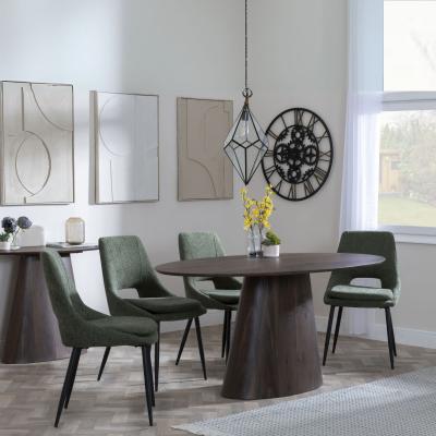 Palma Walnut Oval Dining Set Peyton Green Fabric Dining Chair