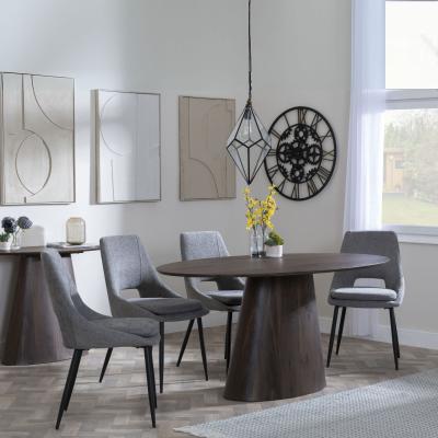 Palma Walnut Oval Dining Set Peyton Grey Fabric Dining Chair