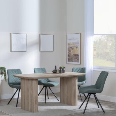 Bern Fluted Oak Effect Dining Set Boden Green Fabric Swivel Dining Chair