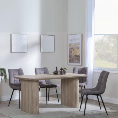 Bern Fluted Oak Effect Dining Set Corona Camel Fabric Chairs