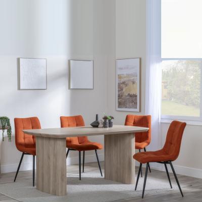 Bern Fluted Oak Effect Dining Set Corona Orange Fabric Chairs