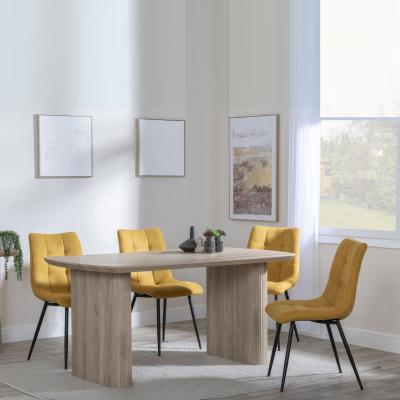 Bern Fluted Oak Effect Dining Set Corona Yellow Fabric Chairs