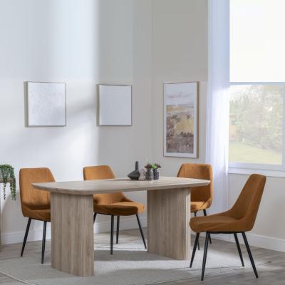 Bern Fluted Oak Effect Dining Set Darwin Orange Fabric Dining Chair