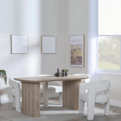 Bern Fluted Oak Effect Dining Set Kiefer Cream Boucle Fabric Dining Chair