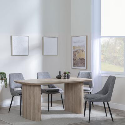 Bern Fluted Oak Effect Dining Set Peyton Grey Fabric Dining Chair