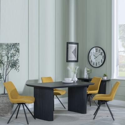 Bern Fluted Black Dining Set Boden Yellow Fabric Swivel Dining Chair