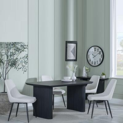 Bern Fluted Black Dining Set Darwin Cream Fabric Dining Chair