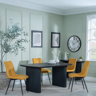Product photograph of Bern Fluted Black Dining Set - Corona Yellow Fabric Chairs from Choice Furniture Superstore