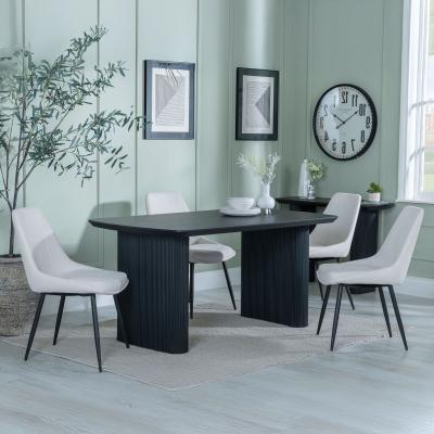 Product photograph of Bern Fluted Black Dining Set - Darwin Cream Fabric Dining Chair from Choice Furniture Superstore